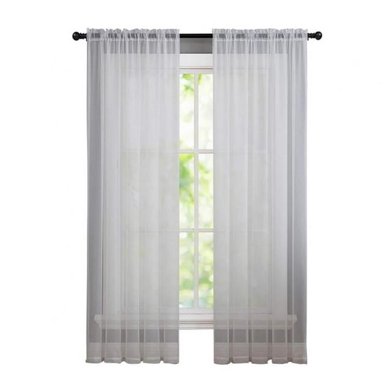Sheer Voile Window Treatment Rod Pocket Curtain Panels for Kitchen, Bedroom and Living Room (39.4"x 78.7", Set of 2)