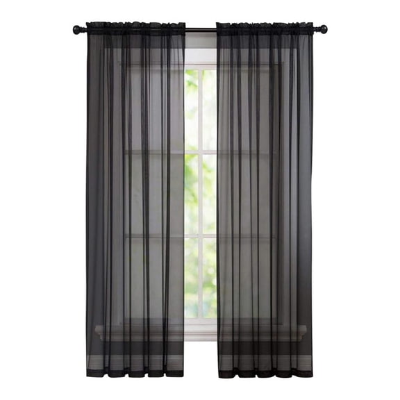Sheer Voile Window Treatment Rod Pocket Curtain Panels for Kitchen, Bedroom and Living Room (39.4x78.7inches Long, Set of 2)