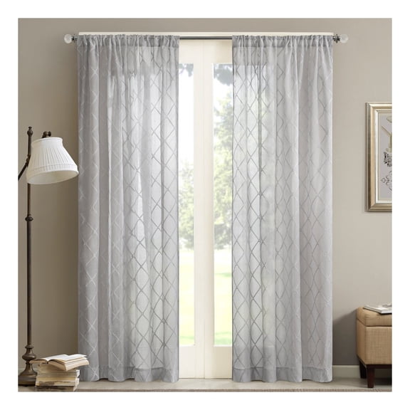 Sheer Window Curtain Panel(Only 1 Pc Panel) Grey + Polyester
