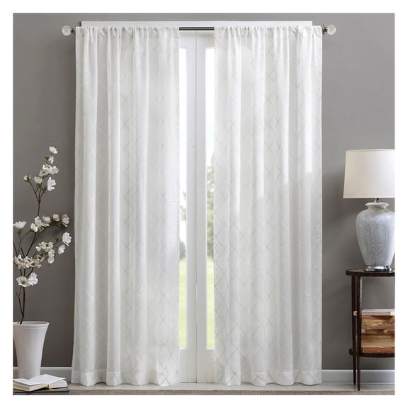 Sheer Window Curtain Panel(Only 1 Pc Panel) White + Polyester