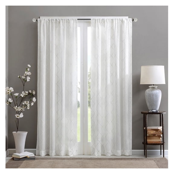 Sheer Window Curtain Panel(Only 1 Pc Panel) White + Polyester