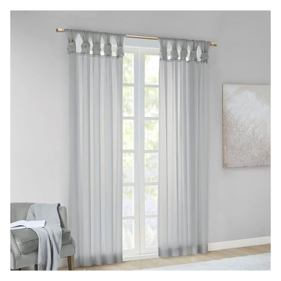 Sheer Window Curtains Pair 50x84", Twisted Tab Voile Panels, Light Filtering Drapes for Living Room, Bedroom, Oeko-Tex Certified