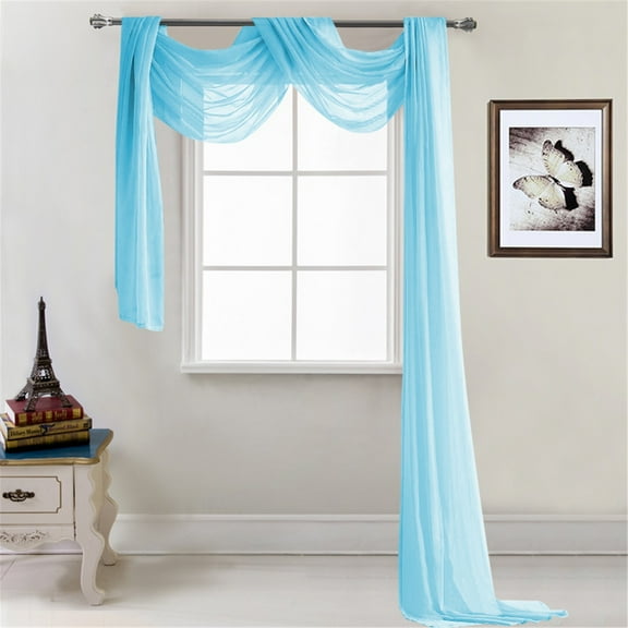 Sheer Window Scarf Valance Curtains for Living Room, Home Decor, Long Crinkle Soft Window Top Sheer Voile Valance for Ceremony Wedding Canopy Bed