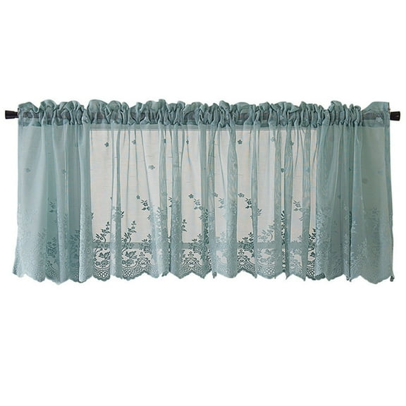Sheer Window Valance 1 Panel, 51 X 16 Inch Light Filtering Window Treatment Curtain, Sweet Rustic Lace Valances Rod Pocket for Kitchen, Bathroom, Bedroom, Home Decoration (White)