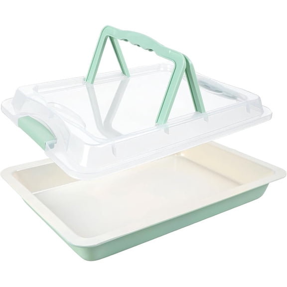 Sheet Cake Pan with Lid, 2" Deep Nonstick Ceramic, Mint Green