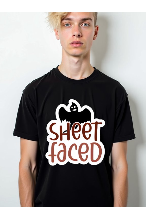 Sheet Faced Ghost Tee for men comfort colors tshirt black top graphic Breathable fabric, crew neck, short sleeves Classic Unisex Shirt Cotton tshirts