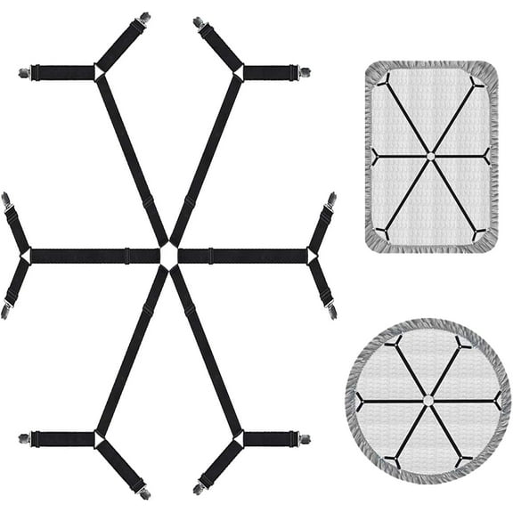 Sheet Fasteners, Adjustable Elastic Bed Sheet Holder Straps for Full,Queen,King Twin Bed,6 Way Cross Sheet Clips Suspenders Band,Fitted Round and Square Mattresses
