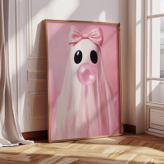 Sheet Ghost Bubblegum Halloween Decor Wall Art