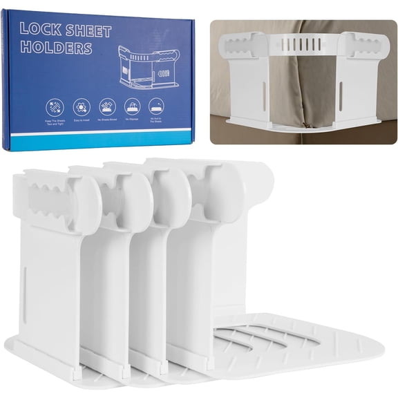 Sheet Holders 4 Pack, Heavy Duty Bed Sheet Straps with Anti-Slip Clips for Deep Pocket Mattress, Queen King Full, No More Loose Sheets