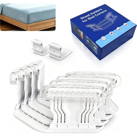 Sheet Holders, 6Pcs Bed Sheet Holders, Heavy Duty Sheet Lock Clips for Corners and Sides, Keep Sheets Tight & Secure, Universal Fit for All Beds, Easy to Install