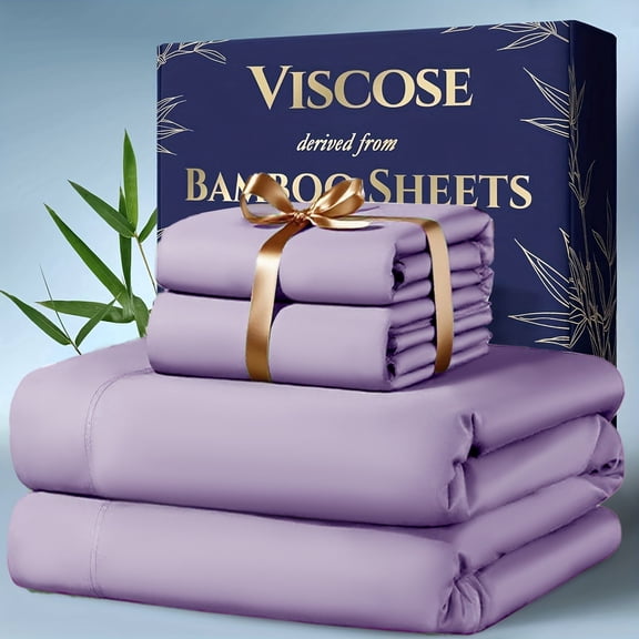Sheet&Joy 4pcs Bamboo Cooling Bedding - Extra Deep Pocket Breathable And Cooling - Suitable for Hot Sleepers And Sweats
