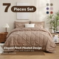 thumbnail image 1 of Sheet&Joy 7 Pieces Pinch-Pleated Comforter Set, Khaki Queen Size, 1 of 8