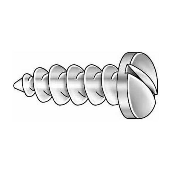 Sheet Metal Screw, #10 x 2 in, Zinc Plated Steel Pan Head Slotted Drive, 100 PK