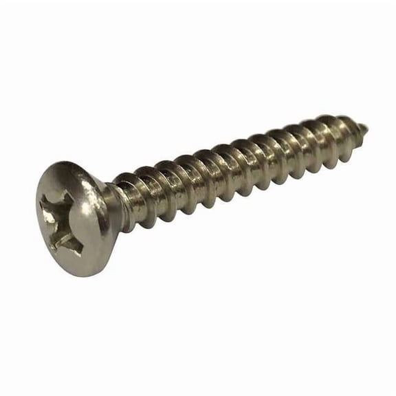 Sheet Metal Screw, #8 x 1-1/4 in, Plain 18-8 Stainless Steel Pan Head Phillips Drive, 100 PK