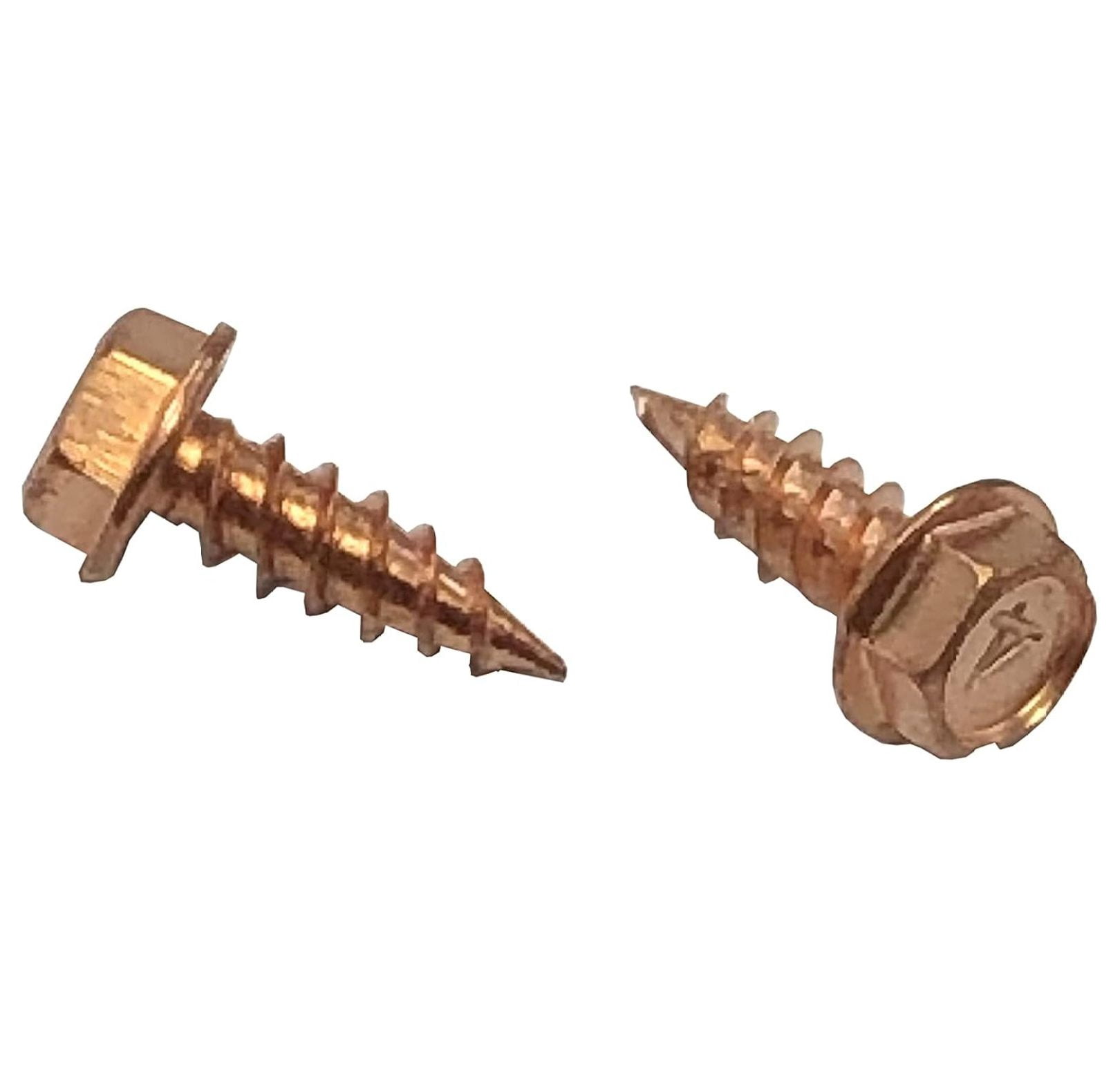 Sheet Metal Screws #8 x 1/2 Inch (100 Count) - Gutter Downspout & Fasteners - Copper Plated Carbon Steel - Self-Piercing Zip Screws with Hex Head & Free Drill Bit 0.5 inches