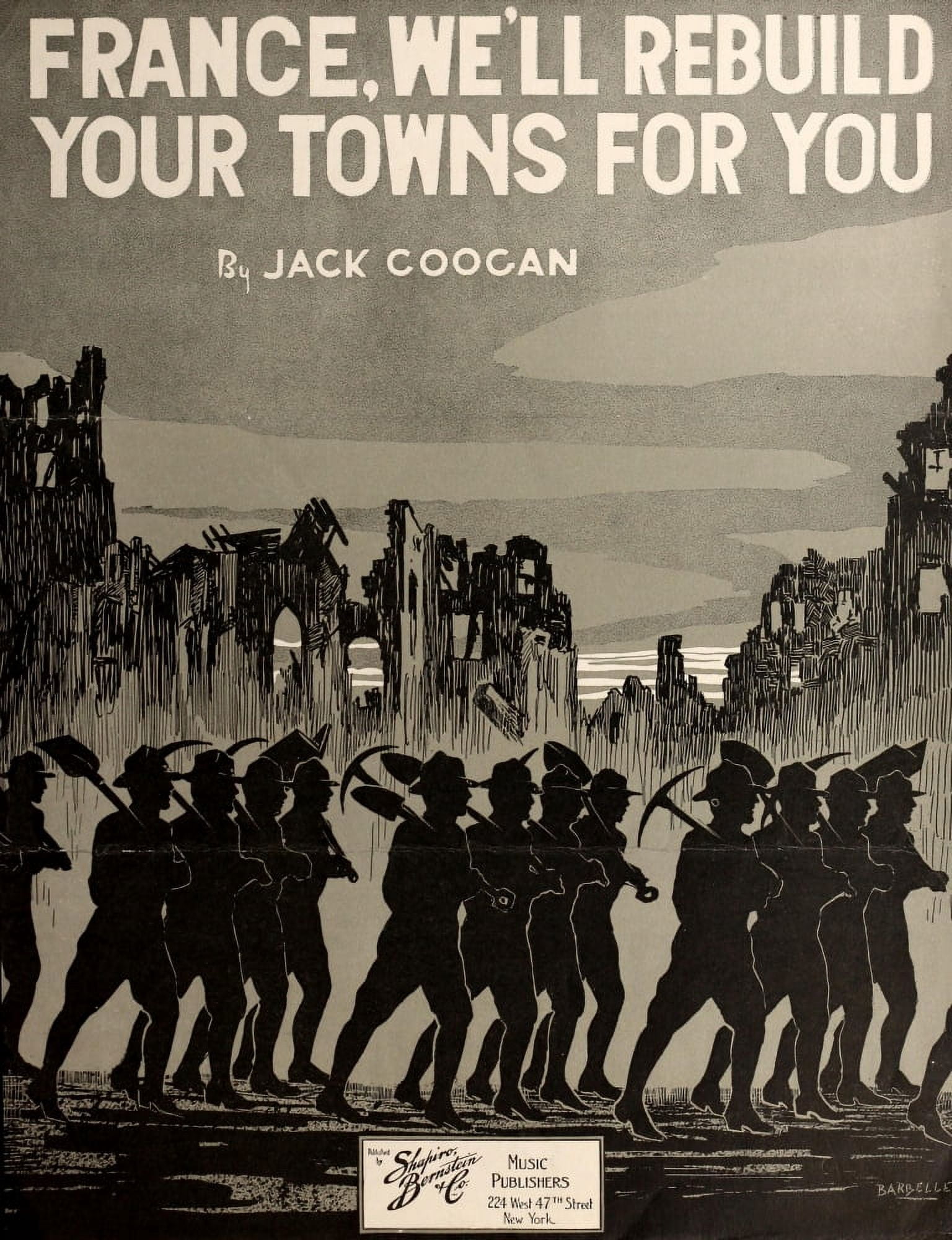 Sheet Music 1918 France well rebuild your towns for you Canvas Art - Albert Barbelle (18 x 24)
