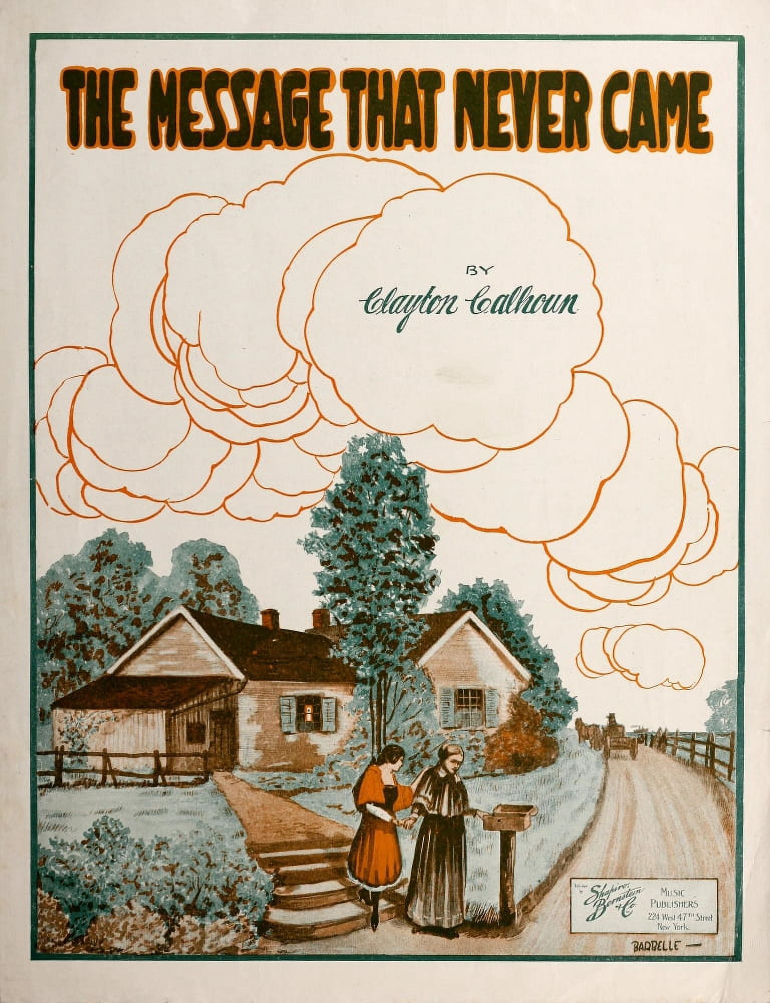 Sheet Music 1918 The Message that Never Came Canvas Art - Albert Barbelle (18 x 24)