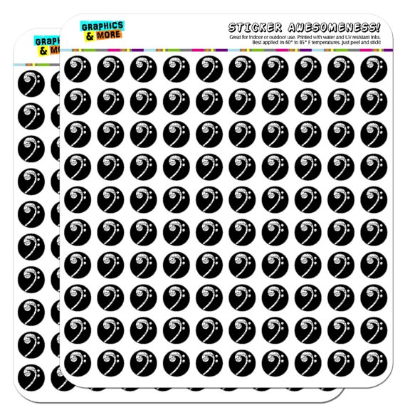 Sheet Music Bass Clef Music 1/2" (0.5") Scrapbooking Crafting Stickers