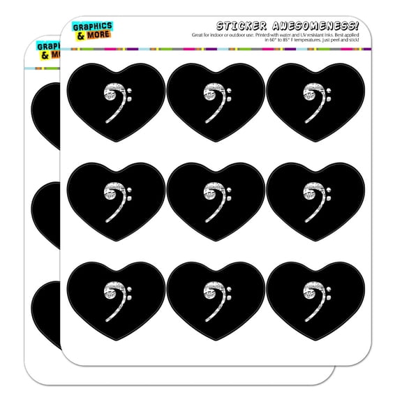 Sheet Music Bass Clef Music Heart Shaped Planner Calendar Scrapbook Craft Stickers
