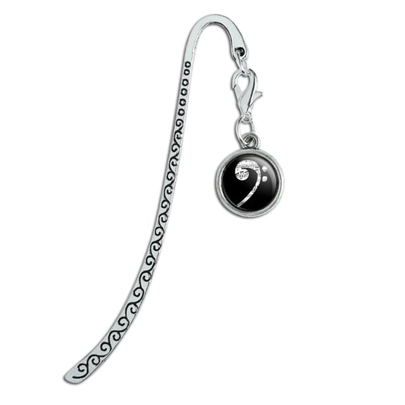 Sheet Music Bass Clef Music Metal Bookmark Page Marker with Charm