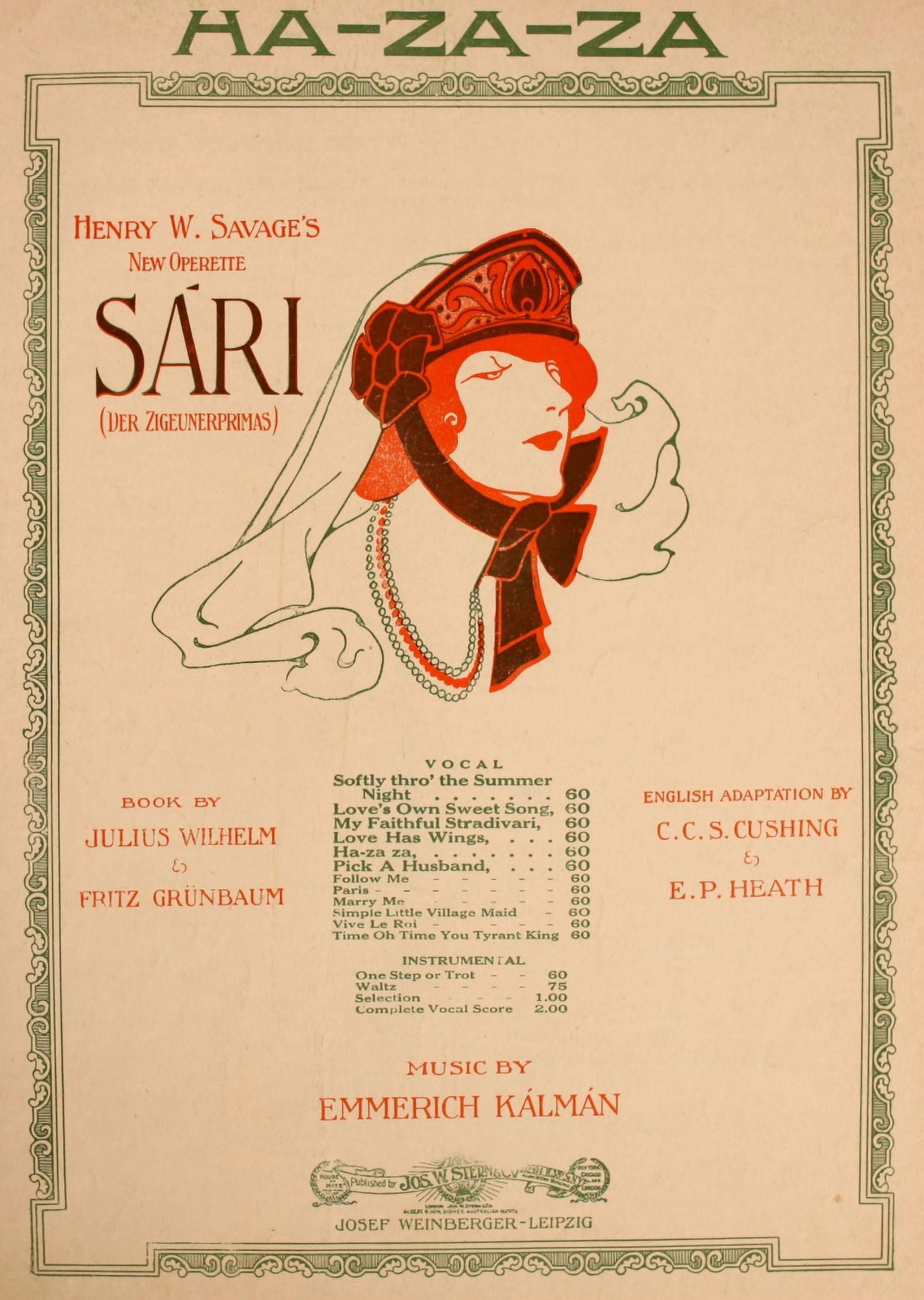 Sheet Music Cover 1912 Sari Canvas Art - Unknown (18 x 24)