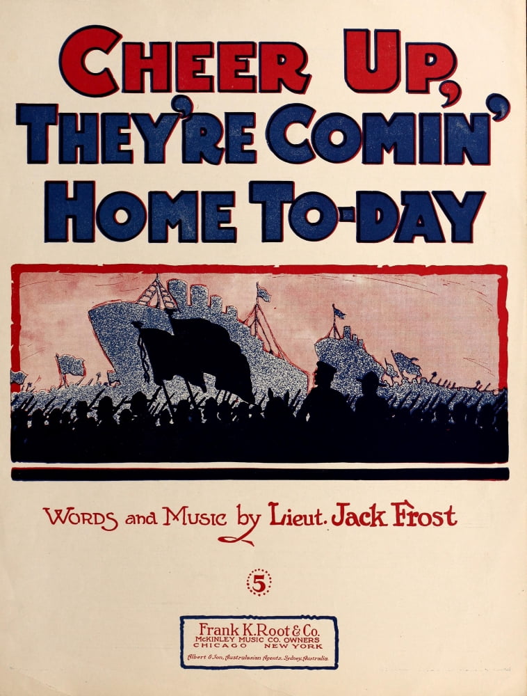 Sheet Music Cover 1918 Cheer up theyre coming home today Canvas Art - Unknown (24 x 36)