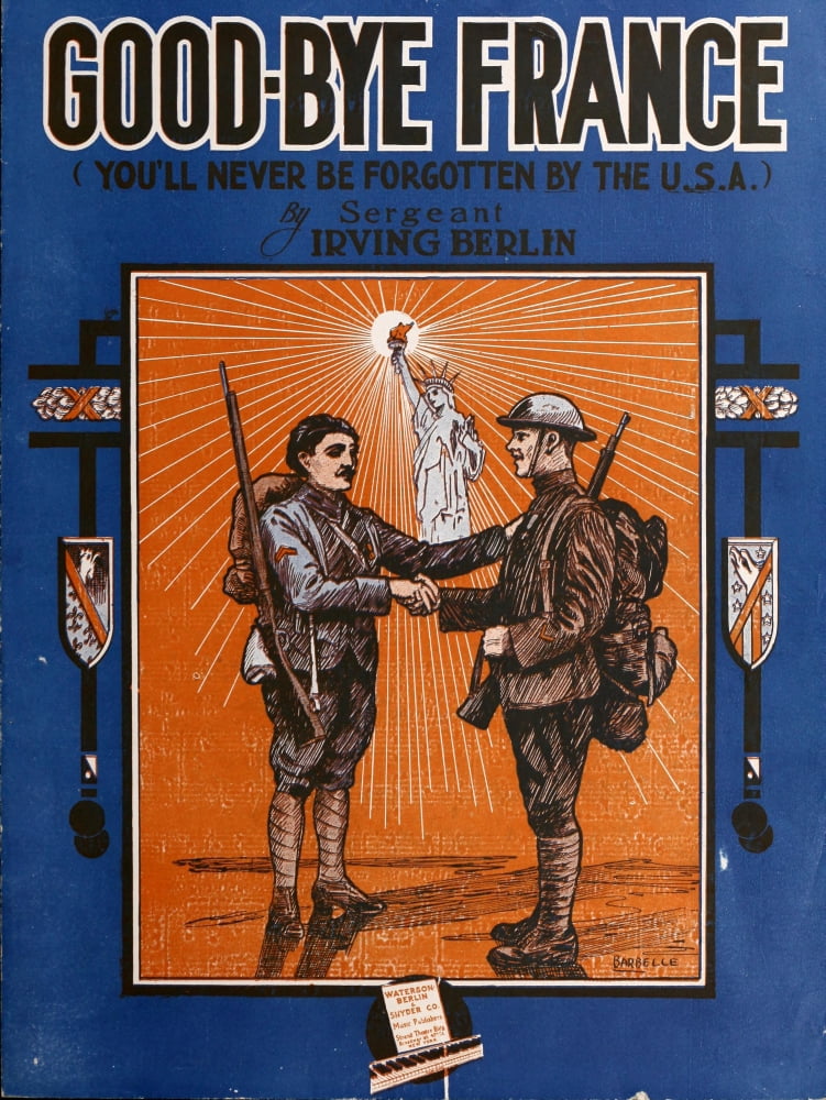 Sheet Music Cover 1918 Good-bye France Irving Berlin Canvas Art - Unknown (18 x 24)
