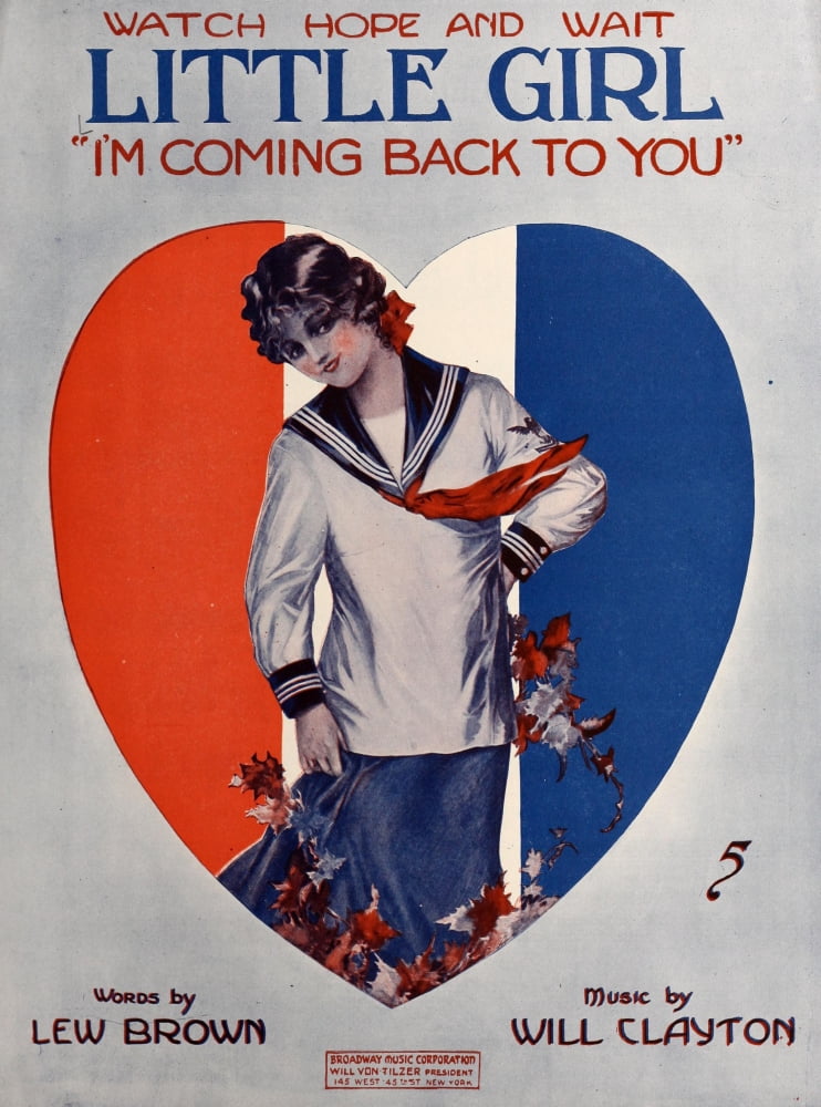 Sheet Music Cover 1918 Little Girl Im coming back to you Canvas Art - Unknown (24 x 36)