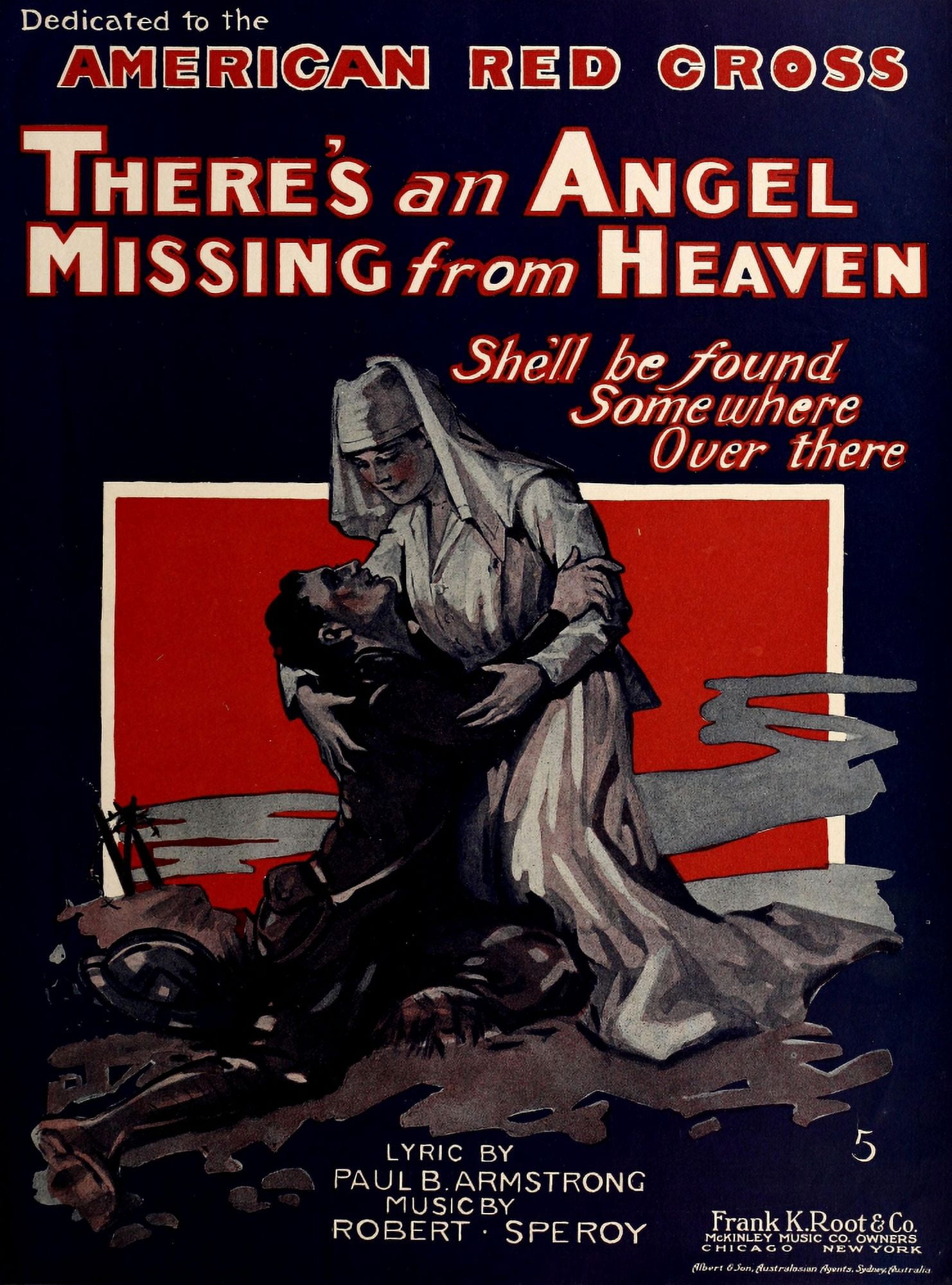 Sheet Music Cover 1918 Theres an angel missing from heaven Canvas Art - Unknown (24 x 36)