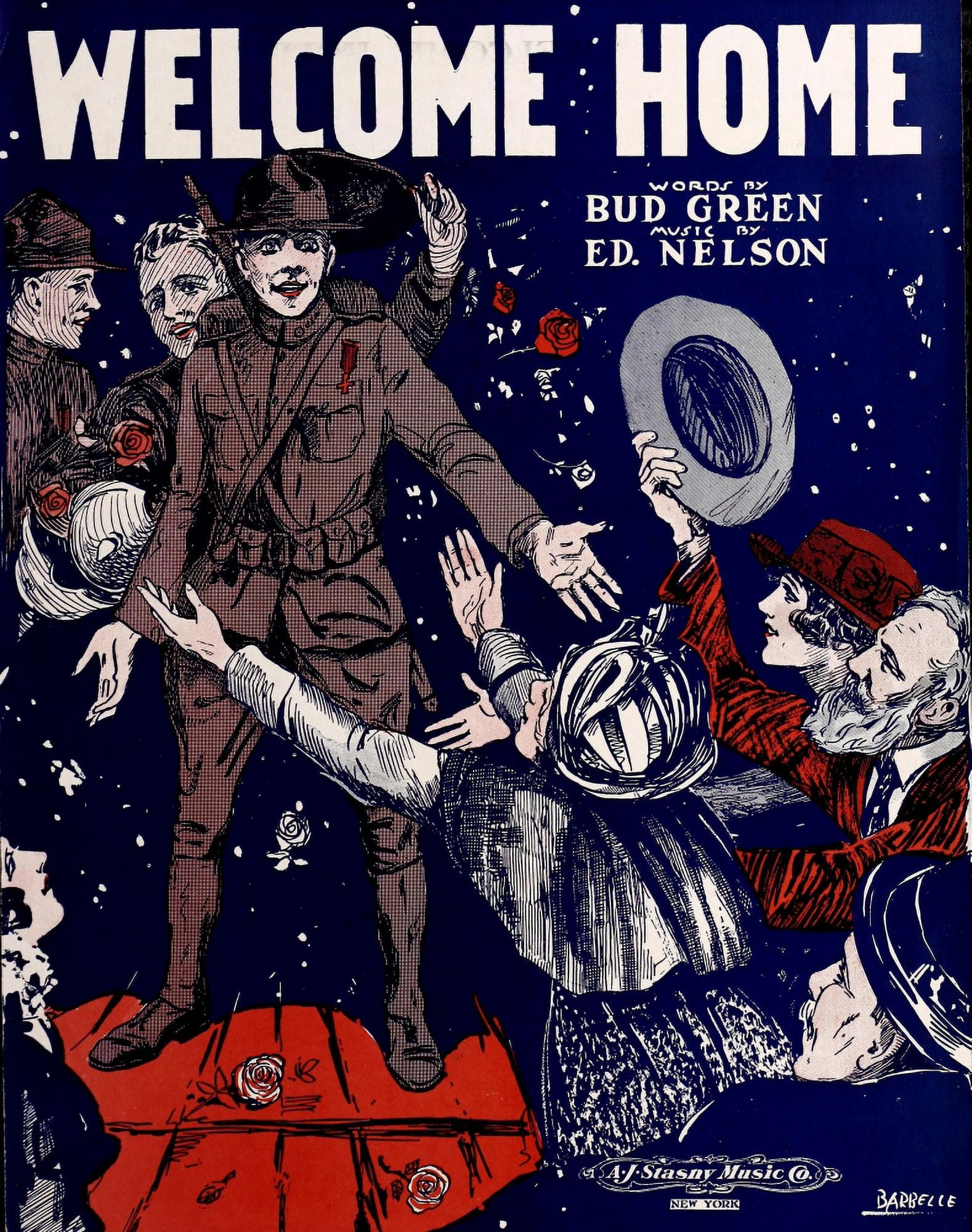 Sheet Music Cover 1918 Welcome home Canvas Art - Unknown (18 x 24)