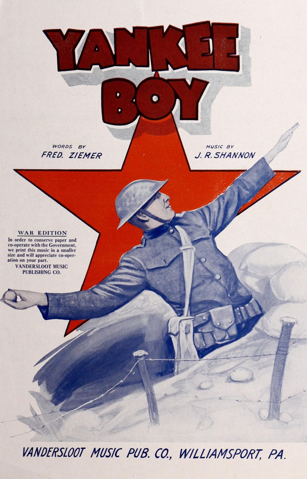 Sheet Music Cover 1918 Yankee boy Canvas Art - Unknown (24 x 36)