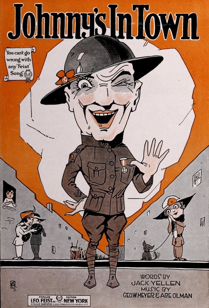 Sheet Music Cover 1919 Johnnys in town Canvas Art - Unknown (24 x 36)