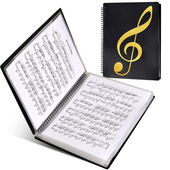 Sheet Music Folder, 60 Pages, Sheet Music Binder/Holder,Fits Letter Size A4, Writable & Detachable Choir Folder (Black)