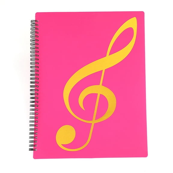 Sheet Music Folder A4 Music Binder 9.5 X 12 Inch Durable Plastic 20 Pocket Treble Clef Design Music Score Organizer for Musicians Piano Lessons Performance Practice Rose Red 1