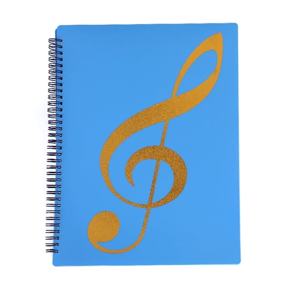 Sheet Music Folder A4 Size 10 Page Treble Clef Print Blue Spiral Bound Sheet Music Notebook Sheet Organizer File Folder Holder for Musicians Music Lessons Recitals Home Practice