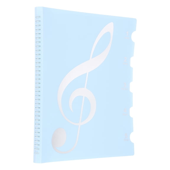 Sheet Music Folder Display 20 Sleeves 40 Pages Spiral Binder Organizer (Light Blue Sticker)
