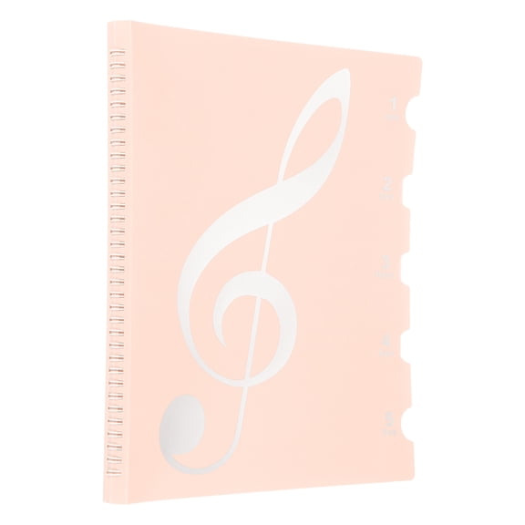 Sheet Music Folder Display 20 Sleeves 40 Pages Spiral Binder Organizer (Light Pink Sticker)