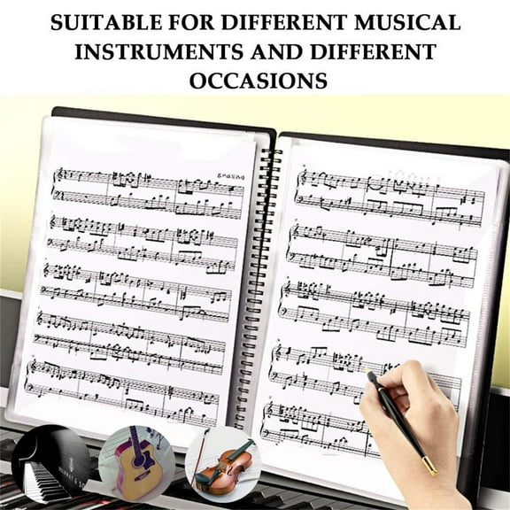 Sheet Music Folder Dual Use Music Holder Store Pages 30 Protective Sleeves Music with Binding Stays Opens and Lays Flat Solid Blue 12.5 In