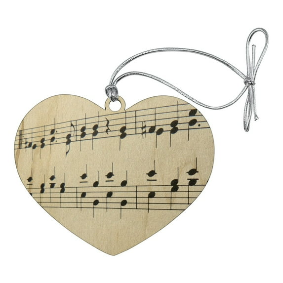 Sheet Music Musical Notes Score Musician Heart Love Wood Christmas Tree Holiday Ornament