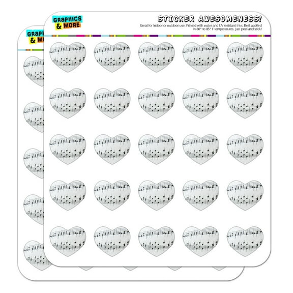 Sheet Music Musical Notes Score Musician Heart Shaped Planner Calendar Scrapbook Craft Stickers