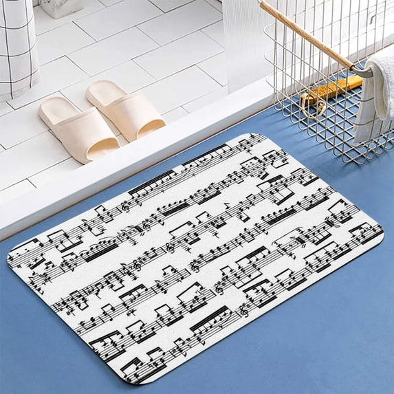 Sheet Music On Light Grey Diatomite Bath Mats Bathroom Absorbent Anti Slip Floor Mat Foot Carpet Quick Dry Shower Toilet Rug Doormat Washable