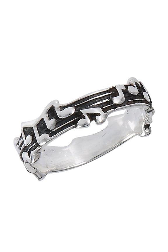 Sheet Music Oxidized Musical Notes Ring .925 Sterling Silver Band Jewelry Female Male Unisex Size 8
