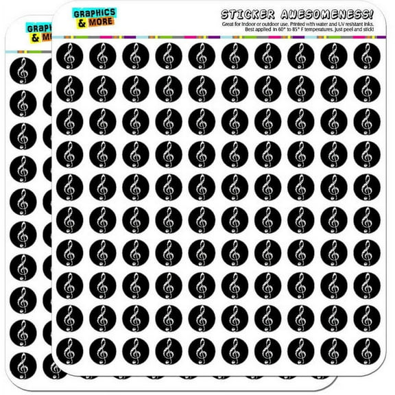 Sheet Music Treble Clef Black Music 200 1/2" (0.5") Planner Calendar Scrapbooking Crafting Stickers