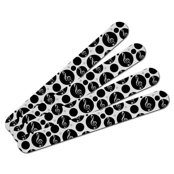 Sheet Music Treble Clef Black Music Double-Sided Nail File Emery Board Set 4 Pack