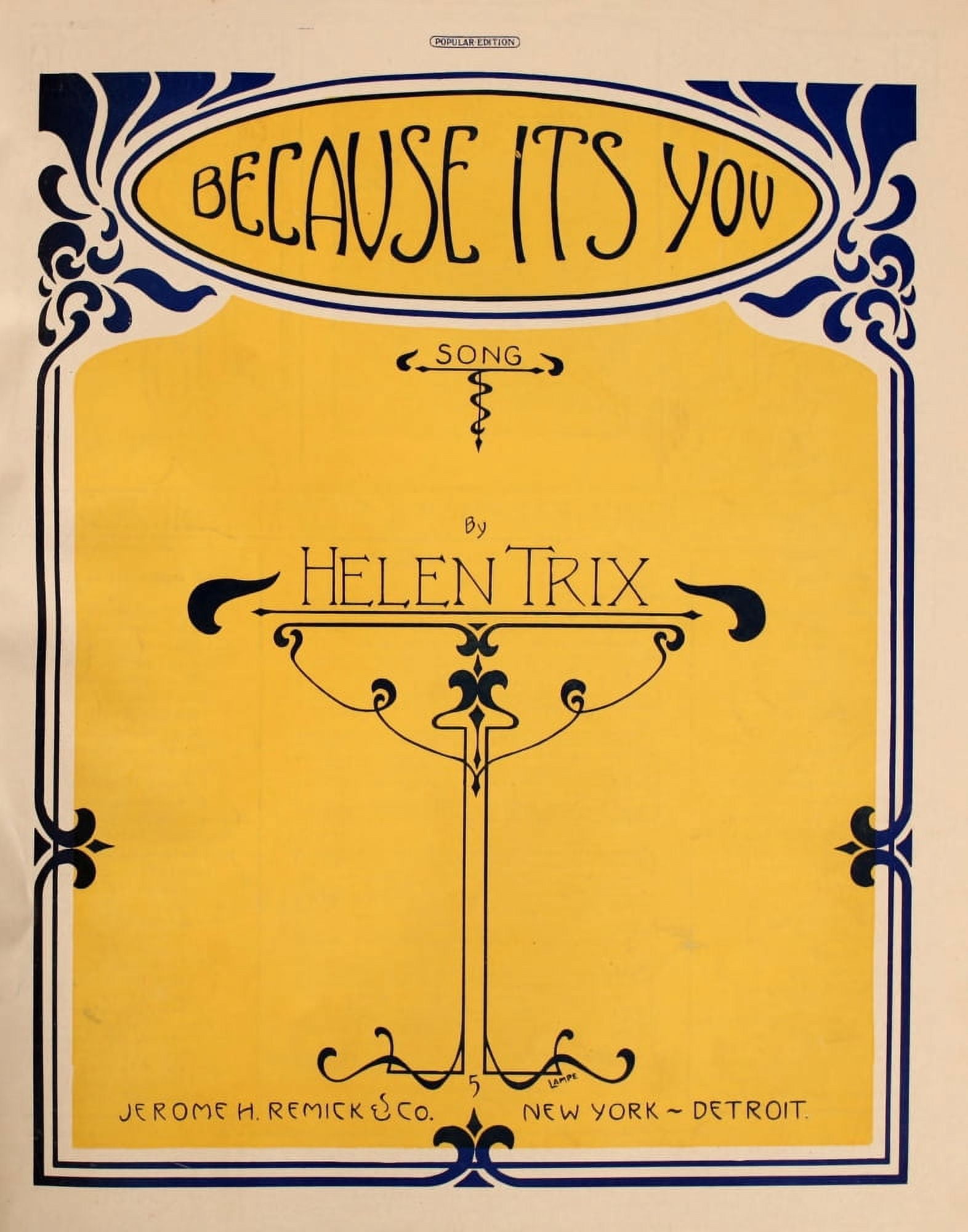 Sheet Music cover c1914 Because its You Canvas Art - Unknown (24 x 36)