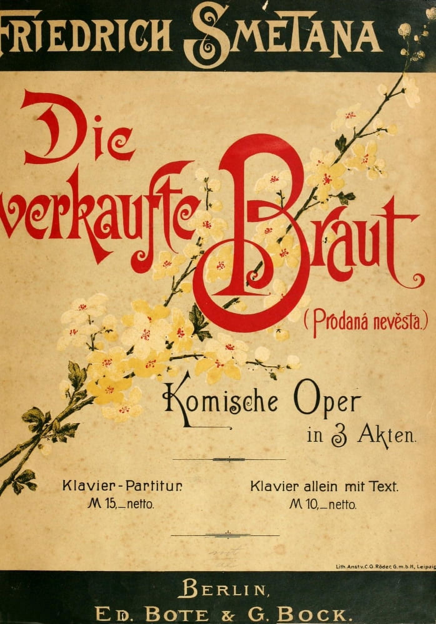 Sheet Music for Die Verkaufte Braut Smetana Canvas Art - Unknown (18 x 24)
