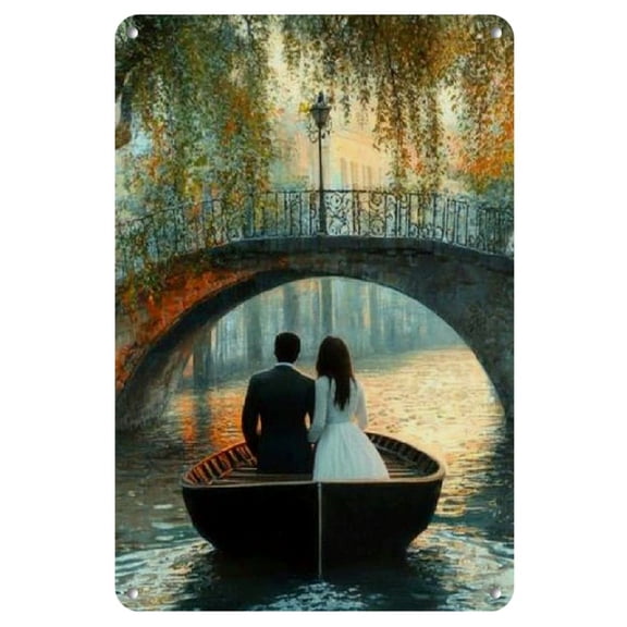 Sheet Painting Wall Art - Valentine'S Gaze on The Bridge for Couples