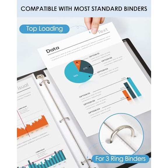 Sheet Protectors 8.5 x 11 Inch, Clear Top Loading Page Protectors for 3 Ring Binder, Polypropylene Plastic Sleeves, Letter Size Document Protectors, Office & Home, 50 Pack
