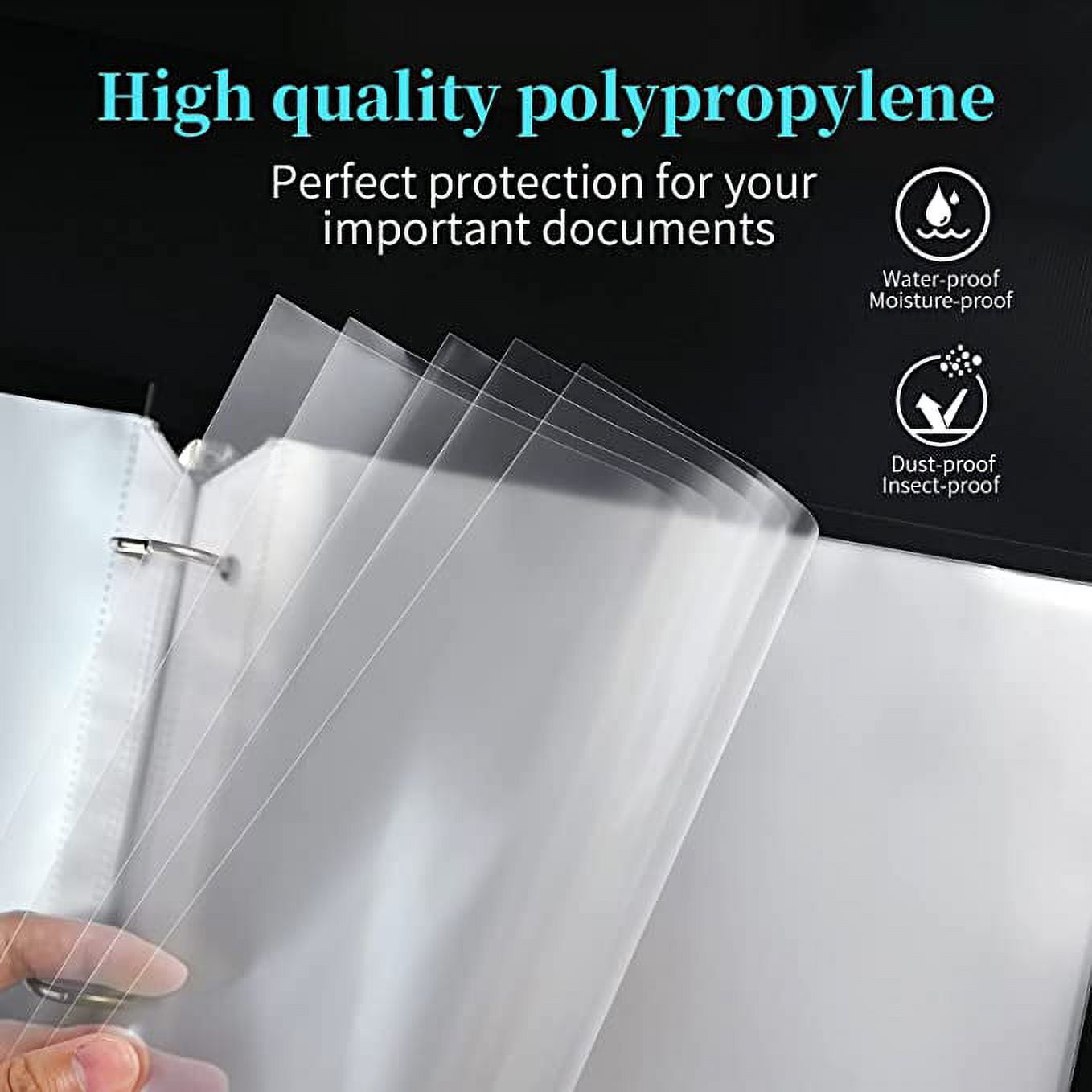 Rubex Sheet Protectors 8.5 x 11 inch Clear Page Protectors Plastic Sleeves  Reinforced 11 Hole fit for 3 Ring Binder Top Loading 9.25 x 11.25 inch (100