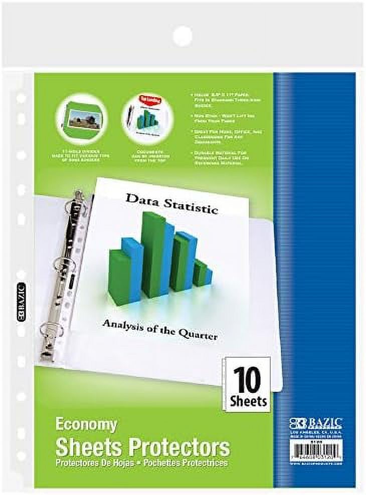 Sheet Protectors Economy, Fit 8.5X11 Inch Paper, 11 Hole Clear Plastic